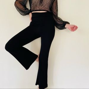 Shein High Waist Flare Wide Leg black Stretchy Pants
